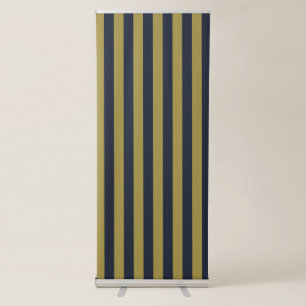 Elegant Gold & Navy Blue Vertical Stripes Retractable Banner