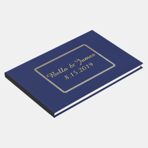 Elegant Gold Navy Blue Wedding Guestbook