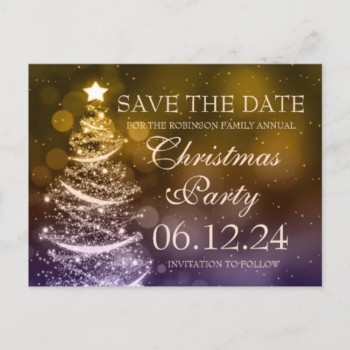 Elegant Gold Navy Christmas Party Save The Date Announcement Postcard