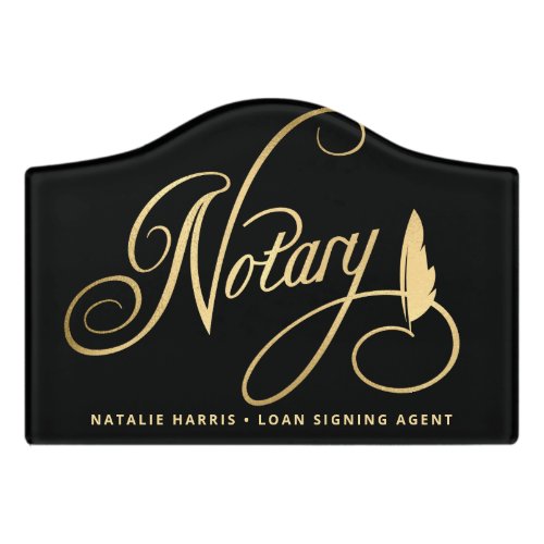 Elegant Gold  Navy Notary Loan Agent  Door Sign