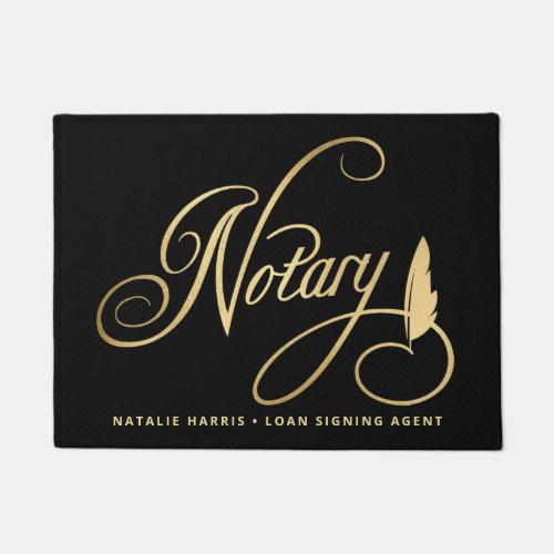 Elegant Gold  Navy Notary Loan Agent  Doormat