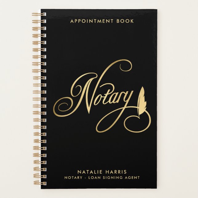 Elegant Gold & Navy Notary Loan Agent   Planner (Front)