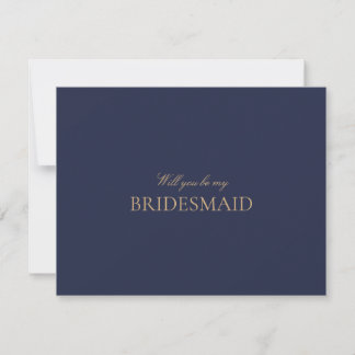 Elegant Gold Navy Script Bridesmaid Proposal Card
