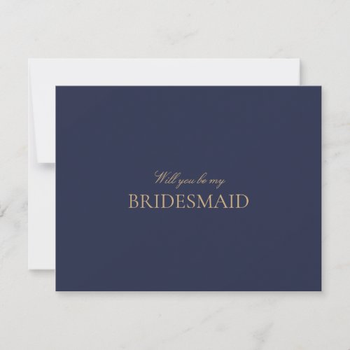 Elegant Gold Navy Script Bridesmaid Proposal Card 