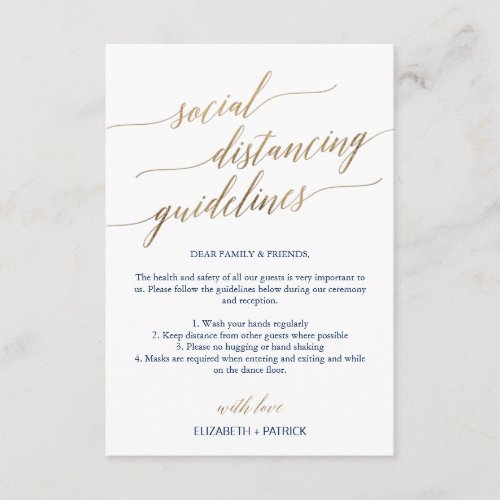 Elegant Gold  Navy Social Distancing Wedding Enclosure Card