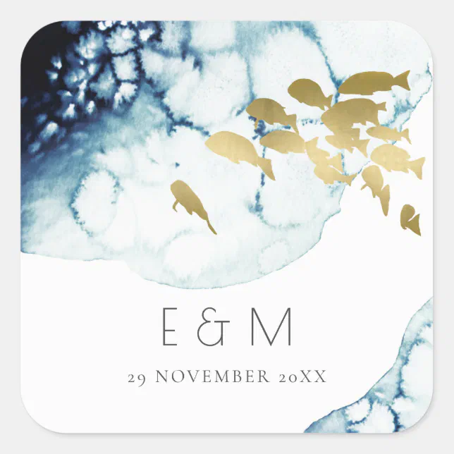 ELEGANT GOLD NAVY UNDERWATER FISH MONOGRAM WEDDING SQUARE STICKER Zazzle   Elegant Gold Navy Underwater Fish Monogram Wedding Square Sticker R7fc86591ed604e499723b08cc4ca89cf 0ugmc 8byvr 644.webp