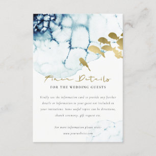 ELEGANT GOLD NAVY UNDERWATER FISH WEDDING DETAILS ENCLOSURE CARD