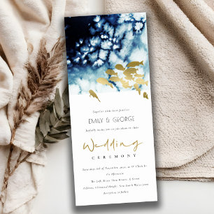 ELEGANT GOLD NAVY UNDERWATER SEA FISH WEDDING INVI INVITATION