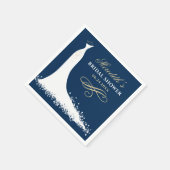 Elegant Gold Navy Wedding Gown Bridal Shower Paper Napkins (Corner)