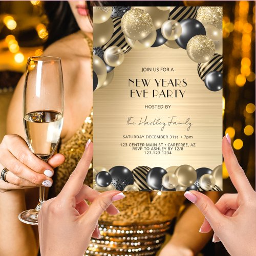 Elegant Gold New Years Eve Invitation