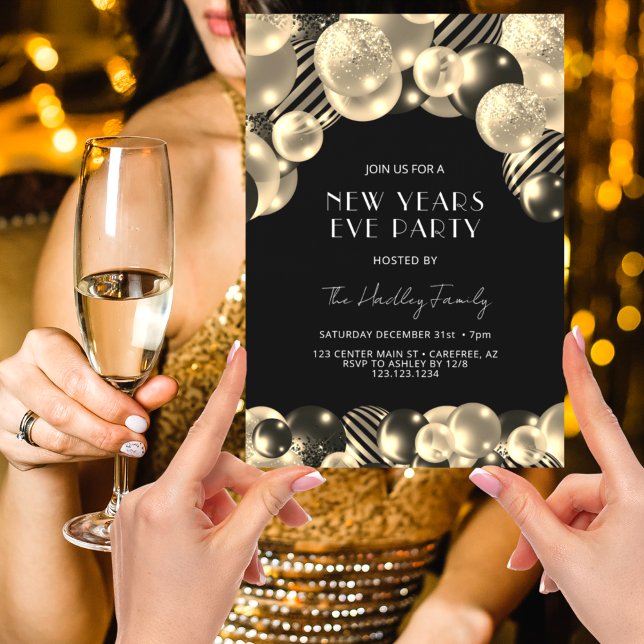 Elegant Gold New Years Eve Invitation (Creator Uploaded)