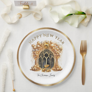 Elegant & Gold New Years Eve Party Paper Plates