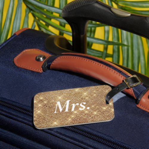 Elegant Gold Newlyweds Honeymoon Mrs Luggage Tag