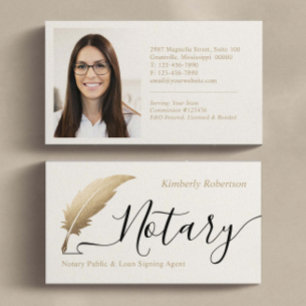 Elegant Gold Notary Calligraphy Business Card