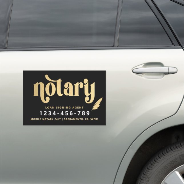 Elegant Gold Notary Loan Agent Car Magnet (In Situ)
