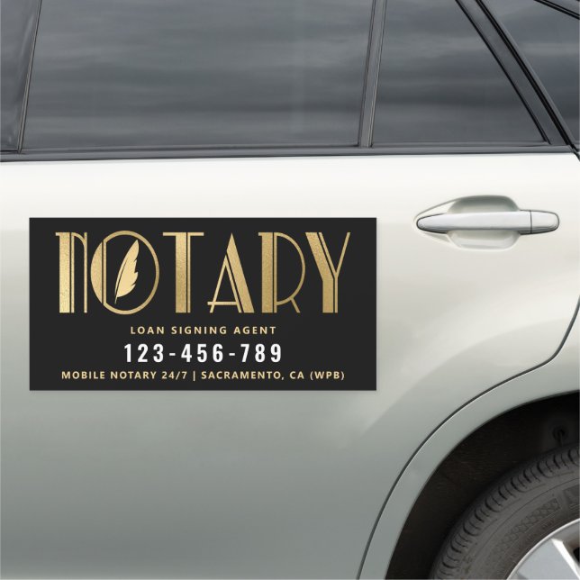 Elegant Gold Notary Loan Agent  Car Magnet (In Situ)
