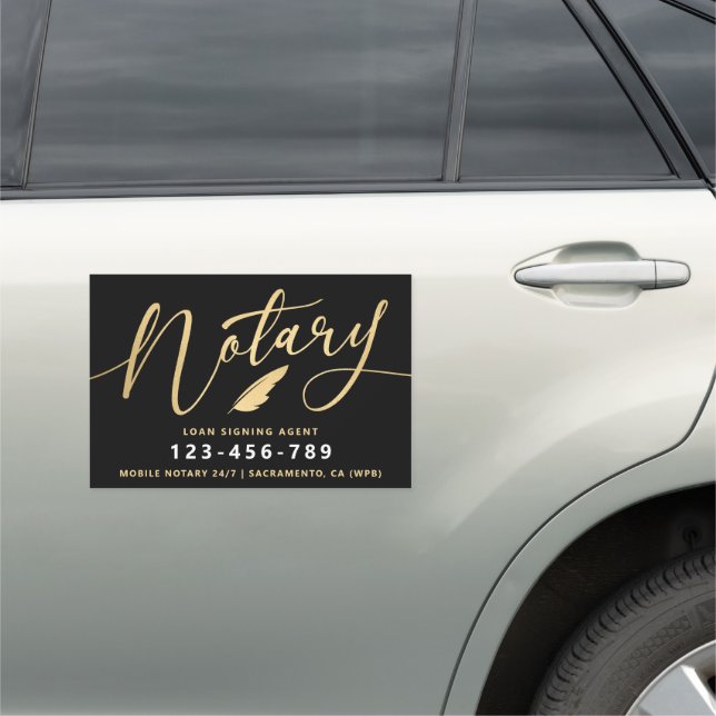 Elegant Gold Notary Loan Agent Car Magnet (In Situ)
