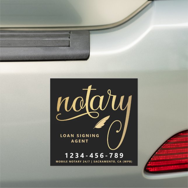 Elegant Gold Notary Loan Agent  Car Magnet (In Situ)
