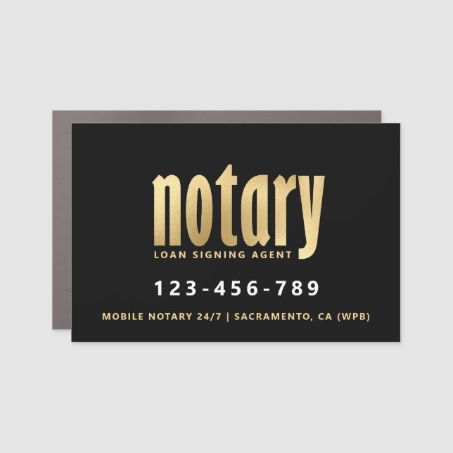 Elegant Gold Notary Loan Agent Car Magnet (Front)