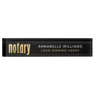 Elegant Gold Notary Loan Agent Desk Name Plate