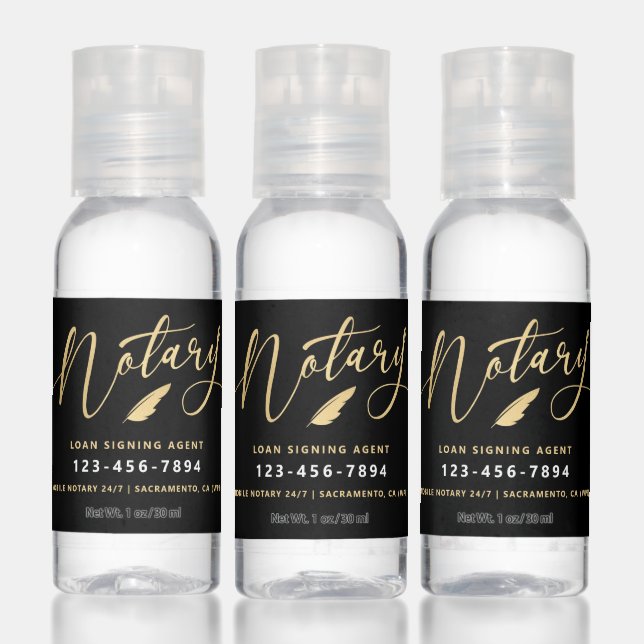 Elegant Gold Notary Loan Agent Hand Sanitizer (Set)