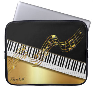 Elegant Gold Notes,Piano Keys -Personalized Laptop Sleeve