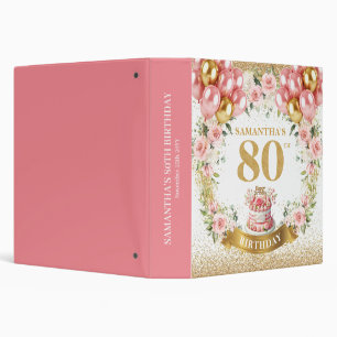 Elegant Gold Number 80 Birthday Memory Album 3 Ring Binder