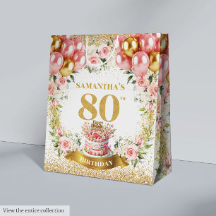 Elegant Gold Number 80th Birthday Boho Gift Bag