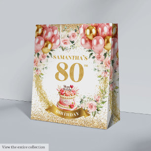 Elegant Gold Number 80th Birthday Party Glamour Medium Gift Bag
