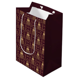 Elegant Gold Nutcracker Christmas Damask Medium Gift Bag
