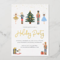 Elegant Gold | Nutcracker Christmas Holiday Party Foil Invitation