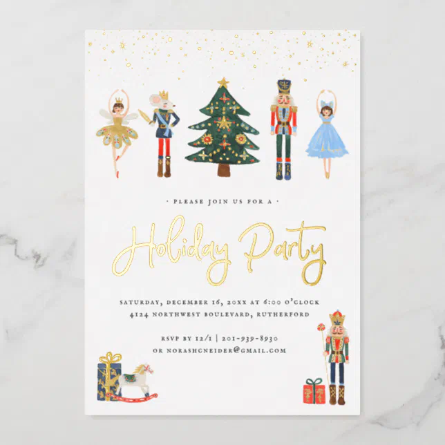 Elegant Gold | Nutcracker Christmas Holiday Party Foil Invitation | Zazzle