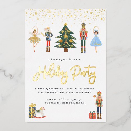 Elegant Gold | Nutcracker Christmas Holiday Party Foil Invitation