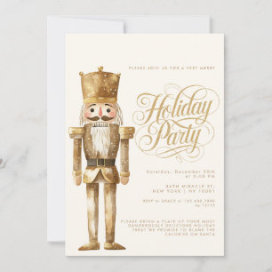 Elegant Gold Nutcracker Christmas Holiday Party Invitation