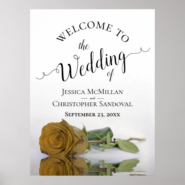 Elegant Gold Ocher Rose Stylish Wedding Welcome Poster (Front)
