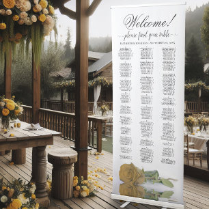 Elegant Gold Ochre Rose Alphabetical Seating Chart Retractable Banner