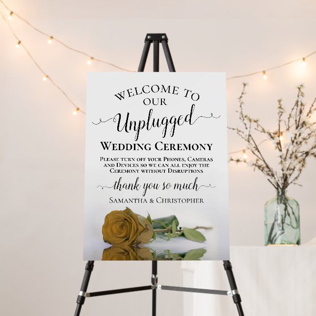Elegant Gold Ochre Rose Unplugged Wedding Ceremony Foam Board (In Situ (Stand))