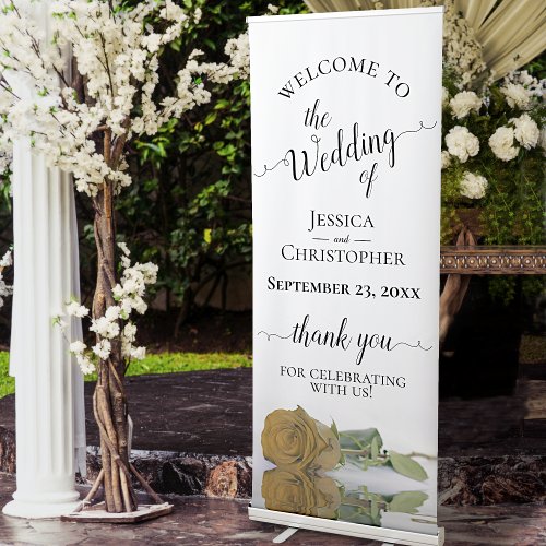 Elegant Gold Ochre Rose Wedding Welcome Retractable Banner