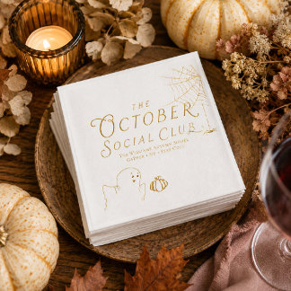 Elegant Gold October Social Club Autumn Party Foil Napkins