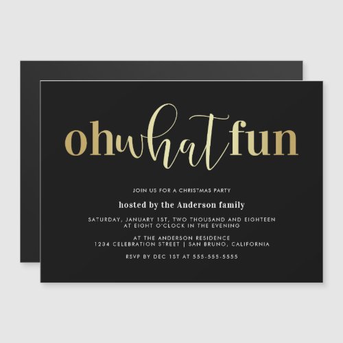 Elegant Gold Oh What Fun Christmas Party Invites