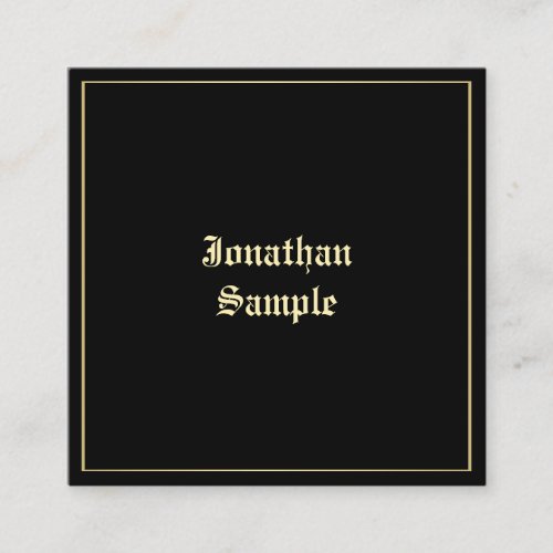 Elegant Gold Old English Script Font Professional Square Business Card