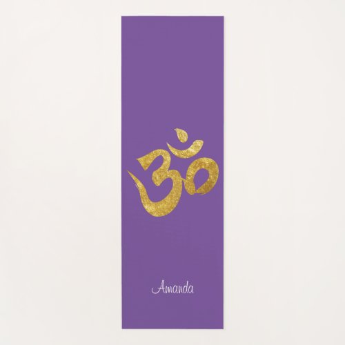 Elegant Gold OM Purple background  Yoga Mat