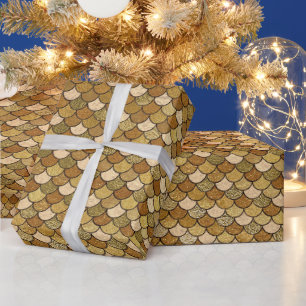 Elegant Gold Ombre Glitter Mermaid Scales Wrapping Paper