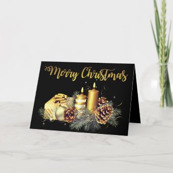 Elegant Gold On Black Christmas Holiday Card by All_About_Christmas at Zazzle