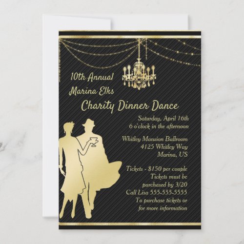 Elegant Gold on Black Cocktail Party Invitaiton Invitation