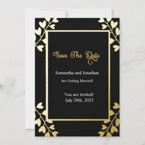 Elegant Gold on Black Save the Date Card