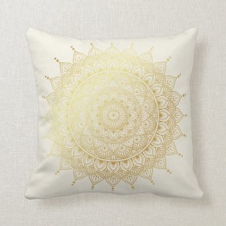 Elegant Gold on Cream Floral Henna Mandala