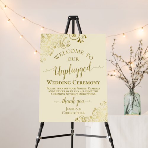Elegant Gold on Cream Unplugged Wedding Ceremony Foam Board