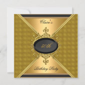 Elegant Gold On Gold Black 50th Birthday Party Invitation | Zazzle