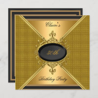 Elegant Gold On Gold Black 50th Birthday Party